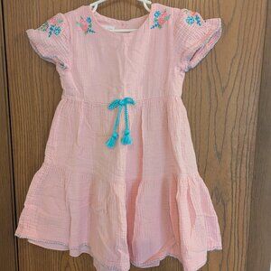 Bonnie Jean Tiered Floral Stitching Bow Flutter Sleeve Pink Blue Easter Dress-6
